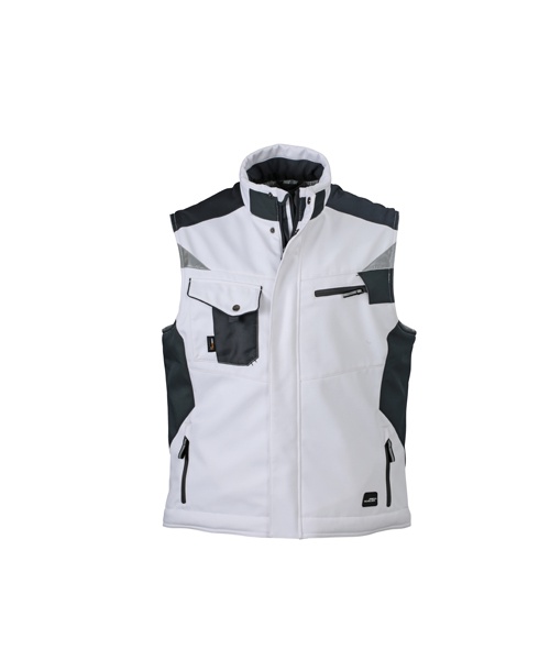 DoRachoty.cz - Pánská softshellová vesta James&Nicholson Craftsmen Softshell Vest - bílá/carbon